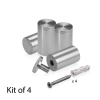 (Set of 4) 1-1/4'' Diameter X 2'' Barrel Length, Affordable Aluminum Standoffs, Steel Grey Anodized Finish Standoff and (4) 2216Z Screws and (4) LANC1 Anchors for concrete/drywall (For Inside/Outside) [Required Material Hole Size: 7/16'']