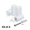(Set of 4) 1-1/4'' Diameter X 2'' Barrel Length, Affordable Aluminum Standoffs, White Coated Finish Standoff and (4) 2216Z Screws and (4) LANC1 Anchors for concrete/drywall (For Inside/Outside) [Required Material Hole Size: 7/16'']