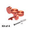 (Set of 4) 2'' Diameter X 1/2'' Barrel Length, Affordable Aluminum Standoffs, Copper Anodized Finish Standoff and (4) 2216Z Screws and (4) LANC1 Anchors for concrete/drywall (For Inside/Outside) [Required Material Hole Size: 7/16'']