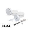 (Set of 4) 2'' Diameter X 1/2'' Barrel Length, Affordable Aluminum Standoffs, White Coated Finish Standoff and (4) 2216Z Screws and (4) LANC1 Anchors for concrete/drywall (For Inside/Outside) [Required Material Hole Size: 7/16'']