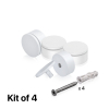 (Set of 4) 2'' Diameter X 3/4'' Barrel Length, Affordable Aluminum Standoffs, White Coated Finish Standoff and (4) 2216Z Screws and (4) LANC1 Anchors for concrete/drywall (For Inside/Outside) [Required Material Hole Size: 7/16'']