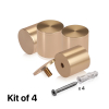 (Set of 4) 2'' Diameter X 2'' Barrel Length, Affordable Aluminum Standoffs, Champagne Anodized Finish Standoff and (4) 2216Z Screws and (4) LANC1 Anchors for concrete/drywall (For Inside/Outside) [Required Material Hole Size: 7/16'']