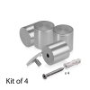 (Set of 4) 2'' Diameter X 2'' Barrel Length, Affordable Aluminum Standoffs, Steel Grey Anodized Finish Standoff and (4) 2216Z Screws and (4) LANC1 Anchors for concrete/drywall (For Inside/Outside) [Required Material Hole Size: 7/16'']