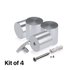 (Set of 4) 2'' Diameter X 2'' Barrel Length, Affordable Aluminum Standoffs, Silver Anodized Finish Standoff and (4) 2216Z Screws and (4) LANC1 Anchors for concrete/drywall (For Inside/Outside) [Required Material Hole Size: 7/16'']