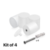 (Set of 4) 2'' Diameter X 2'' Barrel Length, Affordable Aluminum Standoffs, White Coated Finish Standoff and (4) 2216Z Screws and (4) LANC1 Anchors for concrete/drywall (For Inside/Outside) [Required Material Hole Size: 7/16'']
