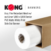 126'' x 330' Kong Banner - 8 OZ Fire Retardant Mesh w/out Liner 1,000 x 1,000 Denier PVC Matte White Print Side Out Banner
