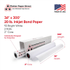 36'' x 300' Rolls - 20# Plotter Paper - 2'' Core (Pack of 2)