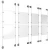 (8) 8-1/2'' Width x 11'' Height Clear Acrylic Frame & (8) Aluminum Clear Anodized Adjustable Angle Cable Systems with (32) Single-Sided Panel Grippers