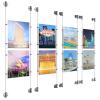 (8) 8-1/2'' Width x 11'' Height Clear Acrylic Frame & (8) Aluminum Clear Anodized Adjustable Angle Cable Systems with (32) Single-Sided Panel Grippers