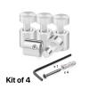 (Set of 4) 1/2'' Diameter X 1/2'' Barrel Length, Aluminum Clear Shiny Anodized Finish. Adjustable Edge Grip Standoff with (4) 2208Z Screw and (4) LANC1 Anchor  for concrete/drywall (For Inside Use Only)