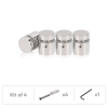 (Set of 4) 5/8'' Diameter X 1/2'' Barrel Length, (304) Stainless Steel Polished Finish. Standoff with (4) 2208Z Screw and (4) LANC1 Anchor for concrete or drywall (For Inside / Outside use) Secure Standoff [Required Material Hole Size: 7/16'']