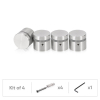 (Set of 4) 7/8'' Dia. X 1/2'' Barrel Length, (316 Marine Grade) Stainless Steel Brushed Finish. Easy Fasten Standoff with (4) 2216Z Screws and (4) LANC1 Anchors for concrete/drywall and (1) M4 Allen Key (For  In/Out use) [Req. Mat. Hole Size: 7/16'']
