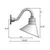 (1) 10'' Diameter Galvanized Angle Shade with (1) 10'' Long x 6'' High Galvanized Gooseneck Arm