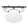 24'' Wide Ceiling Mount Bracket in  Black Powder Coated Steel with 14'' Tall X 22'' Wide X .080'' Thick White Aluminum Sign Blank and 2 Black Powder Coated S-Hooks (Ball Finial)