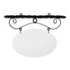 24'' Wide Ceiling Mount Bracket in  Black Powder Coated Steel with 14'' Tall X 22'' Wide X .080'' Thick White Aluminum Sign Blank and 2 Black Powder Coated S-Hooks (Pineapple Finial)