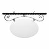 43'' Wide Ceiling Mount Bracket in  Black Powder Coated Steel with 22'' Tall X 33'' Wide X .080'' Thick White Aluminum Sign Blank and 2 Black Powder Coated S-Hooks (Pineapple Finial)