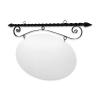 48'' Wide Ceiling Mount Bracket in  Black Powder Coated Steel with 30'' Tall X 46'' Wide X .080'' Thick White Aluminum Sign Blank and 2 Black Powder Coated S-Hooks (Spear Point Finial)