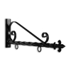 24'' Black Horizontal Curved Mount Deluxe Bi Spiral Steel Sign Bracket with Fleur De Lis Finial