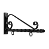 24'' Black Horizontal Curved Mount Deluxe Bi Spiral Steel Sign Bracket with Pineapple Finial