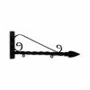 24'' Black Horizontal Deluxe Bi Spiral Steel Sign Bracket with Spear Point Finial