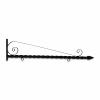 48'' Black Horizontal Deluxe Bi Spiral Steel Sign Bracket with Spear Point Finial