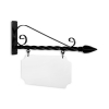 24'' Wide Deluxe Bracket in  Black Powder Coated Steel with 10'' Tall X 20'' Wide X .063'' Thick White Aluminum Sign Blank and 2 Black Powder Coated S-Hooks (Spear Point Finial)