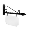 24'' Wide Deluxe Bracket in  Black Powder Coated Steel with 10'' Tall X 20'' Wide X .063'' Thick White Aluminum Sign Blank and 2 Black Powder Coated S-Hooks (Spear Point Finial)