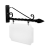 24'' Wide Deluxe Bracket in  Black Powder Coated Steel with 12'' Tall X 22'' Wide X .063'' Thick White Aluminum Sign Blank and 2 Black Powder Coated S-Hooks (Spear Point finial)