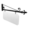 48'' Wide Deluxe Bracket in  Black Powder Coated Steel with 16'' Tall X 44'' Wide X .080'' Thick White Aluminum Sign Blank and 2 Black Powder Coated S-Hooks (Fleur De Lis Finial)