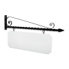 48'' Wide Deluxe Bracket in  Black Powder Coated Steel with 16'' Tall X 44'' Wide X .080'' Thick White Aluminum Sign Blank and 2 Black Powder Coated S-Hooks (Spear Point Finial)