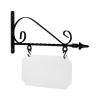 18'' Wide Light Duty Bracket in  Black Powder Coated Steel with 7'' Tall X 14'' Wide X .063'' Thick White Aluminum Sign Blank and 2 Black Powder Coated S-Hooks