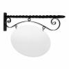 43'' Wide Reverse Scroll Bracket in  Black Powder Coated Steel with 22'' Tall X 33'' Wide X .080'' Thick White Aluminum Sign Blank and 2 Black Powder Coated S-Hooks (Pineapple Finial)