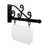 24'' Wide Wispy Style Bracket in  Black Powder Coated Aluminum with 10'' Tall X 20'' Wide X .063'' Thick White Aluminum Sign Blank and 2 Black Powder Coated S-Hooks