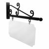 36'' Wide Wispy Style Bracket in  Black Powder Coated Aluminum with 14'' Tall X 34'' Wide X .080'' Thick White Aluminum Sign Blank and 2 Black Powder Coated S-Hooks