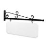 48'' Wide Wispy Style Bracket in  Black Powder Coated Aluminum with 16'' Tall X 44'' Wide X .080'' Thick White Aluminum Sign Blank and 2 Black Powder Coated S-Hooks