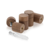 (Set of 4) 3/4'' Diameter X 3/4'' Barrel Length, Wooden Flat Head Standoffs, Matte Walnut Wood Finish, Easy Fasten Standoff, Included Hardware (For Inside Use) [Required Material Hole Size: 5/16'']