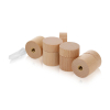 (Set of 4) 1'' Diameter X 3/4'' Barrel Length, Wooden Flat Head Standoffs, Matte Beech Wood Finish, Easy Fasten Standoff, Included Hardware (For Inside Use) [Required Material Hole Size: 5/16'']