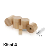 (Set of 4) 1'' Diameter X 3/4'' Barrel Length, Wooden Flat Head Standoffs, Matte Bamboo Wood Finish, Easy Fasten Standoff, Included Hardware (For Inside Use) [Required Material Hole Size: 5/16'']