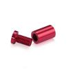 (Set of 4) 5/8'' Diameter X 1'' Barrel Length, Affordable Aluminum Standoffs, Cherry Red Anodized Finish Standoff and (4) 2208Z Screw and (4) LANC1 Anchor for concrete/drywall (For Inside/Outside) [Required Material Hole Size: 7/16'']