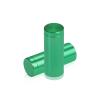 5/8'' Diameter X 1-1/2'' Barrel Length, Affordable Aluminum Standoffs, Green Anodized Finish Easy Fasten Standoff (For Inside / Outside use) [Required Material Hole Size: 7/16'']