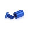 (Set of 4) 3/4'' Diameter X 1'' Barrel Length, Affordable Aluminum Standoffs, Blue Anodized Finish Standoff and (4) 2216Z Screws and (4) LANC1 Anchors for concrete/drywall (For Inside/Outside) [Required Material Hole Size: 7/16'']