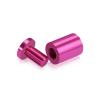 (Set of 4) 3/4'' Diameter X 1'' Barrel Length, Affordable Aluminum Standoffs, Rosy Pink Anodized Finish Standoff and (4) 2216Z Screws and (4) LANC1 Anchors for concrete/drywall (For Inside/Outside) [Required Material Hole Size: 7/16'']