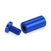 (Set of 4) 3/4'' Diameter X 1-1/2'' Barrel Length, Affordable Aluminum Standoffs, Blue Anodized Finish Standoff and (4) 2216Z Screws and (4) LANC1 Anchors for concrete/drywall (For Inside/Outside) [Required Material Hole Size: 7/16'']