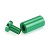 (Set of 4) 3/4'' Diameter X 1-1/2'' Barrel Length, Affordable Aluminum Standoffs, Green Anodized Finish Standoff and (4) 2216Z Screws and (4) LANC1 Anchors for concrete/drywall (For Inside/Outside) [Required Material Hole Size: 7/16'']