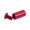 (Set of 4) 3/4'' Diameter X 1-1/2'' Barrel Length, Affordable Aluminum Standoffs, Cherry Red Anodized Finish Standoff and (4) 2216Z Screws and (4) LANC1 Anchors for concrete/drywall (For Inside/Outside) [Required Material Hole Size: 7/16'']