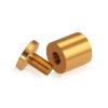 1'' Diameter X 1'' Barrel Length, Affordable Aluminum Standoffs, Gold Anodized Finish Easy Fasten Standoff (For Inside / Outside use) [Required Material Hole Size: 7/16'']