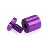 (Set of 4) 1'' Diameter X 1'' Barrel Length, Affordable Aluminum Standoffs, Purple Anodized Finish Standoff and (4) 2216Z Screws and (4) LANC1 Anchors for concrete/drywall (For Inside/Outside) [Required Material Hole Size: 7/16'']