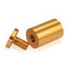 (Set of 4) 1'' Diameter X 1-1/2'' Barrel Length, Affordable Aluminum Standoffs, Gold Anodized Finish Standoff and (4) 2216Z Screws and (4) LANC1 Anchors for concrete/drywall (For Inside/Outside) [Required Material Hole Size: 7/16'']