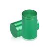 1'' Diameter X 1-1/2'' Barrel Length, Affordable Aluminum Standoffs, Green Anodized Finish Easy Fasten Standoff (For Inside / Outside use) [Required Material Hole Size: 7/16'']