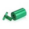 1'' Diameter X 1-1/2'' Barrel Length, Affordable Aluminum Standoffs, Green Anodized Finish Easy Fasten Standoff (For Inside / Outside use) [Required Material Hole Size: 7/16'']